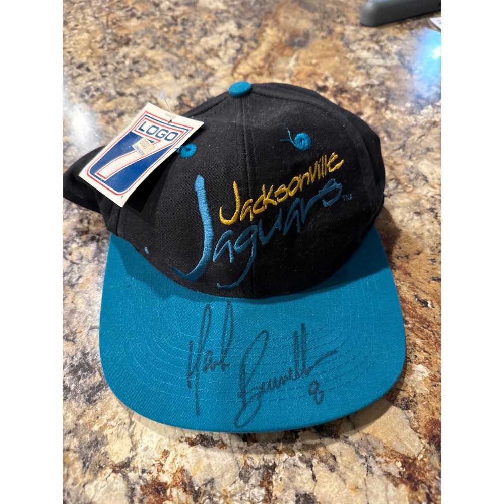Vintage Jacksonville Jaguars Logo 7 Snapback Hat Signed Mark Brunell Autograph 8